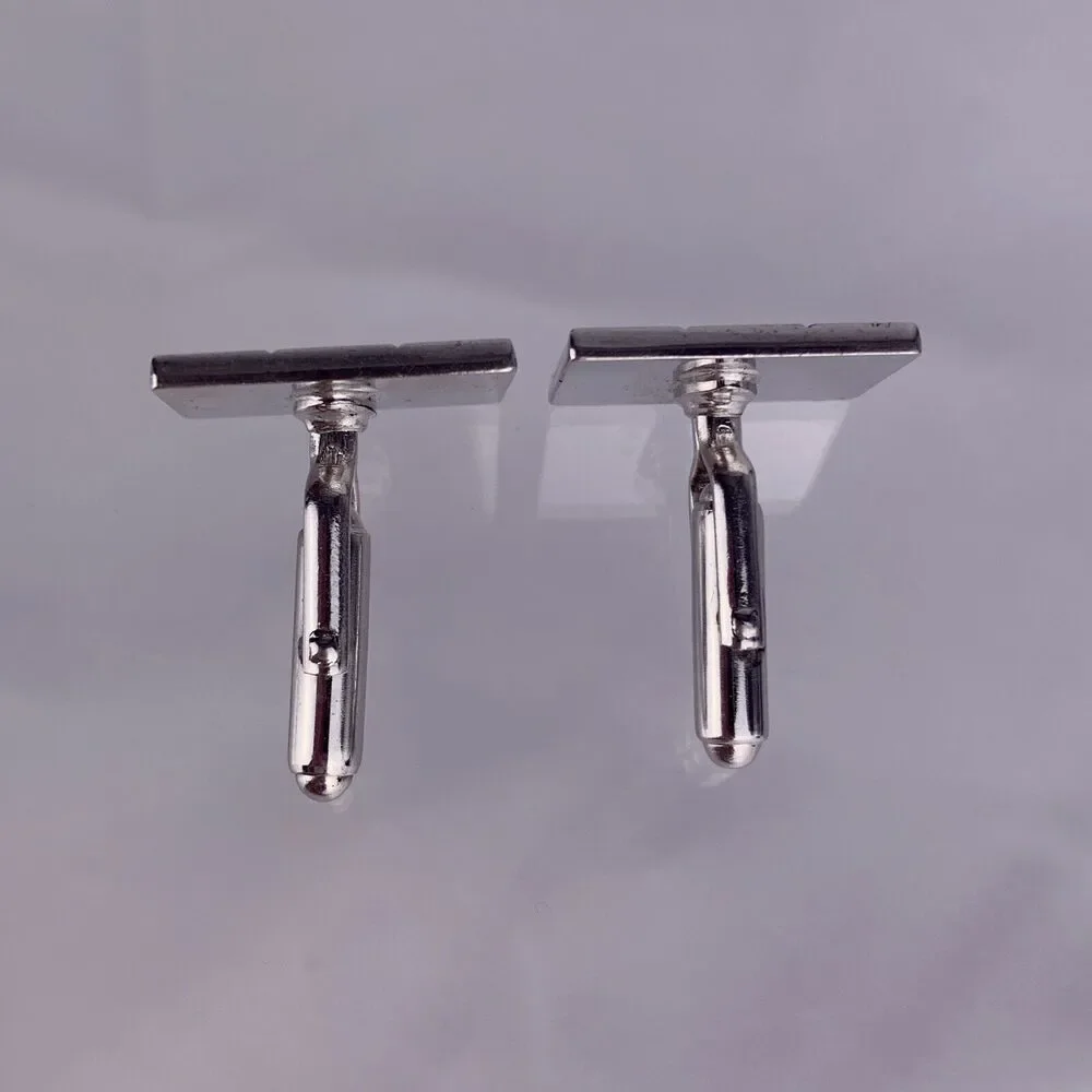 G Initial Monogram Cufflinks Block Letter Silver Tone Textured Anson Vintage K1